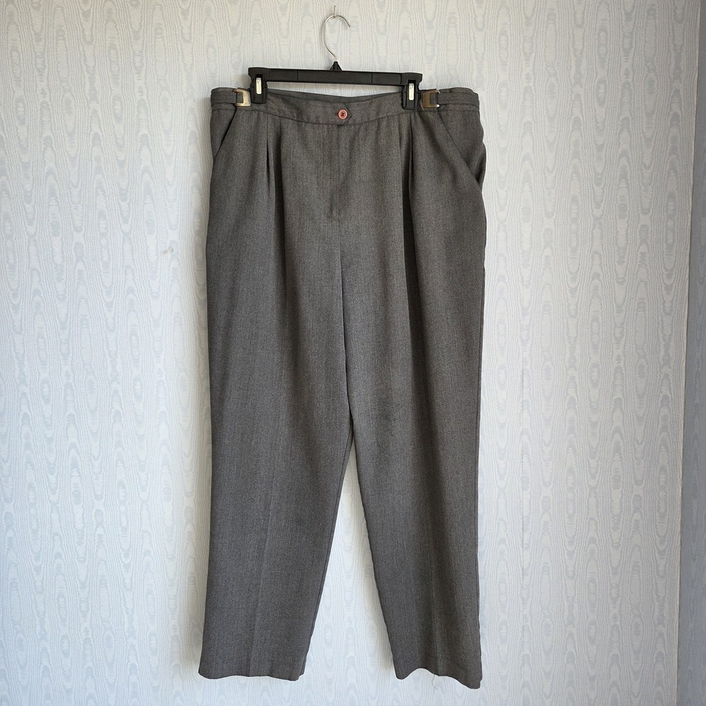 Vtg 80s Counterparts‎ Women's 38" Pleat Front Adjustable Waist Dress Pants Gray